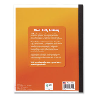 Learn to Letter Writing Tablet with Raised Ruling, Primary Rule, Orange Cover, (40) 10 x 8 Sheets