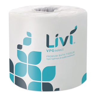 Livi VPG Select Bath Tissue - 2 Ply - 3.75" x 4.06" - 500 Sheets/Roll - 1.77" Core - White - Fiber - Embossed, Soft, Absorbent, Eco-friendly - For Bathroom, Office Building, Restroom, Industry - 80 / Carton