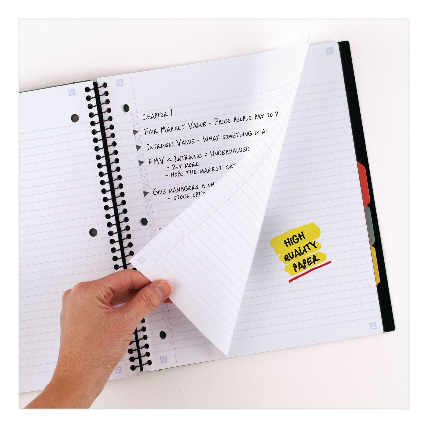 Advance Wirebound Notebook, Ten Pockets, 5-Subject, Medium/College Rule, Randomly Assorted Cover Color, (200) 11 x 8.5 Sheets