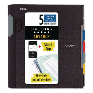Advance Wirebound Notebook, Ten Pockets, 5-Subject, Medium/College Rule, Randomly Assorted Cover Color, (200) 11 x 8.5 Sheets