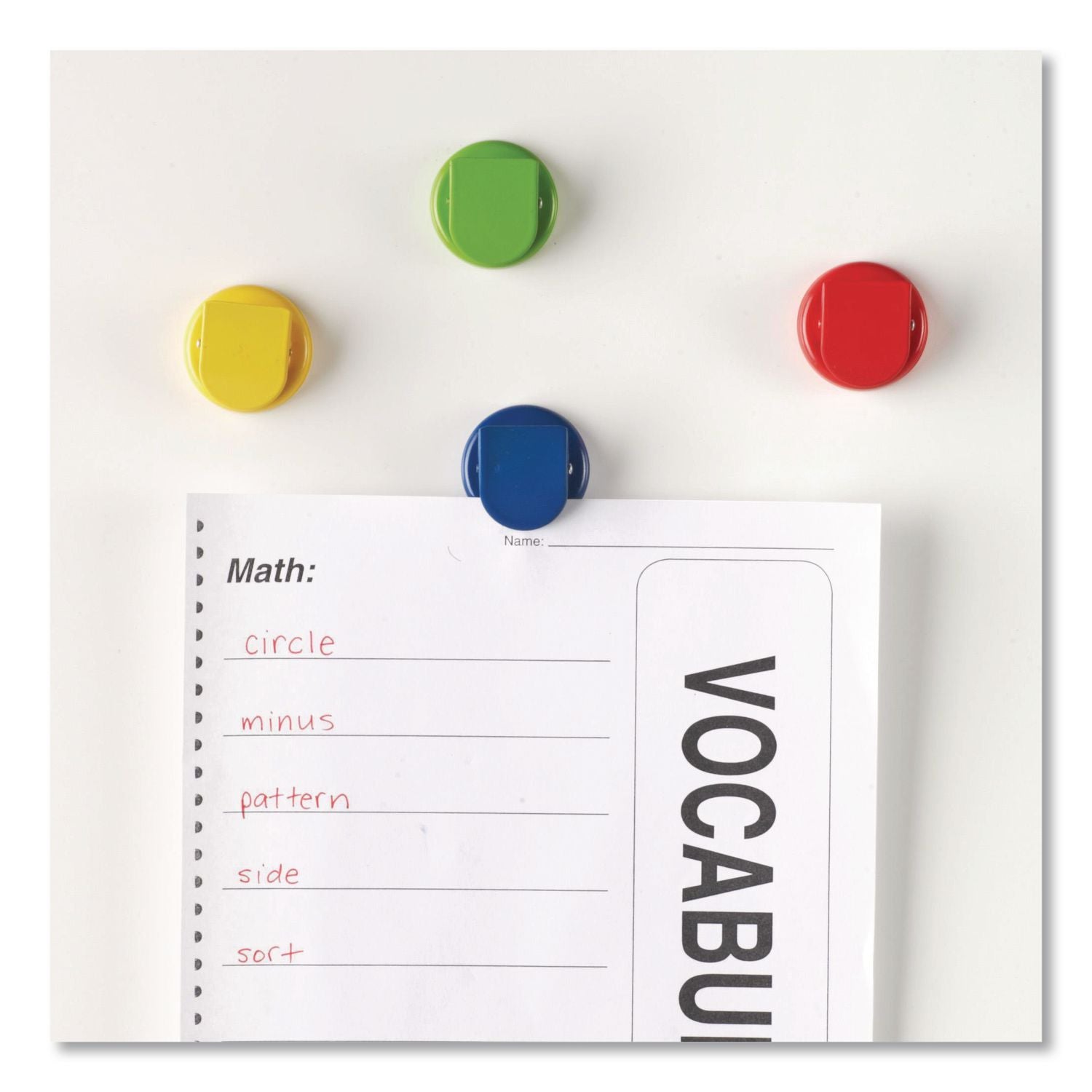 Learning Resources Super Strong Magnetic Clips Set - 1.5" Diameter - 50 Sheet Capacity - for Whiteboard, Folder - 4 / Pack - Assorted