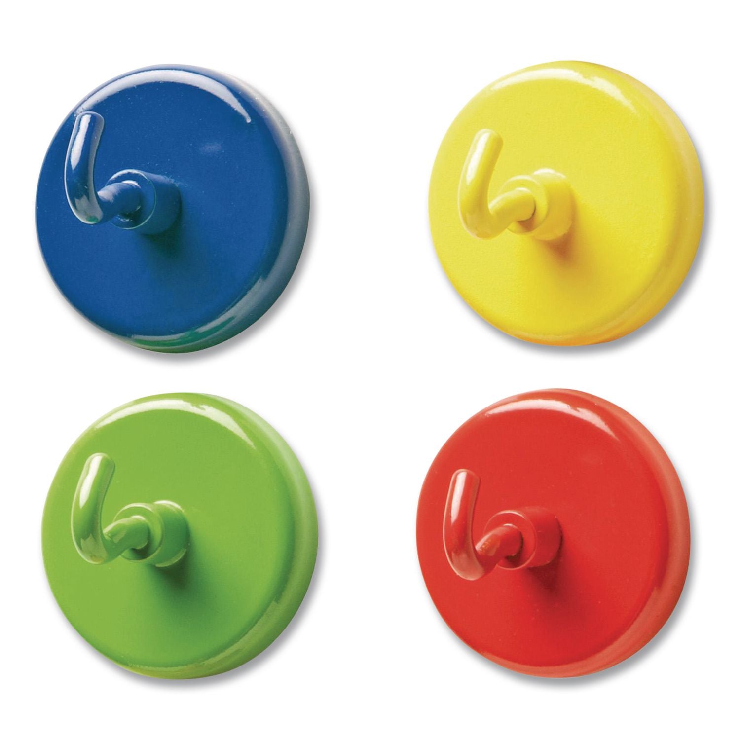 Learning Resources Super Strong Magnetic Hooks Set - for Pocket Chart, Flip Book, Hall Pass, Decoration - Metal - Red, Blue, Green, Yellow - 4 / Pack