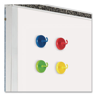 Learning Resources Super Strong Magnetic Hooks Set - for Pocket Chart, Flip Book, Hall Pass, Decoration - Metal - Red, Blue, Green, Yellow - 4 / Pack
