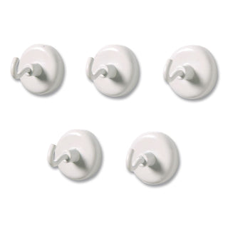 Learning Resources Original Magnetic Hooks - 13 lb (5.90 kg) Capacity - for Pocket Chart, Flip Book, Hall Pass, Decoration - White - 5 / Pack