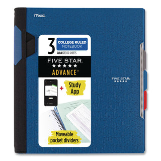 Advance Wirebound Notebook, Six Pockets, 3-Subject, Medium/College Rule, Randomly Assorted Cover Color, (150) 11 x 8.5 Sheets