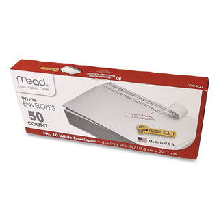 Mead Plain White Self-Seal Business Envelopes - Business - #10 - 4 1/8" Width x 9 1/2" Length - Self-sealing - 50 / Box - White