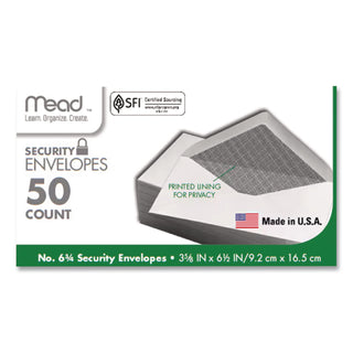 Security Envelope, 3 5/8 ? 6 1/2, 20 lb, White, 80/Box