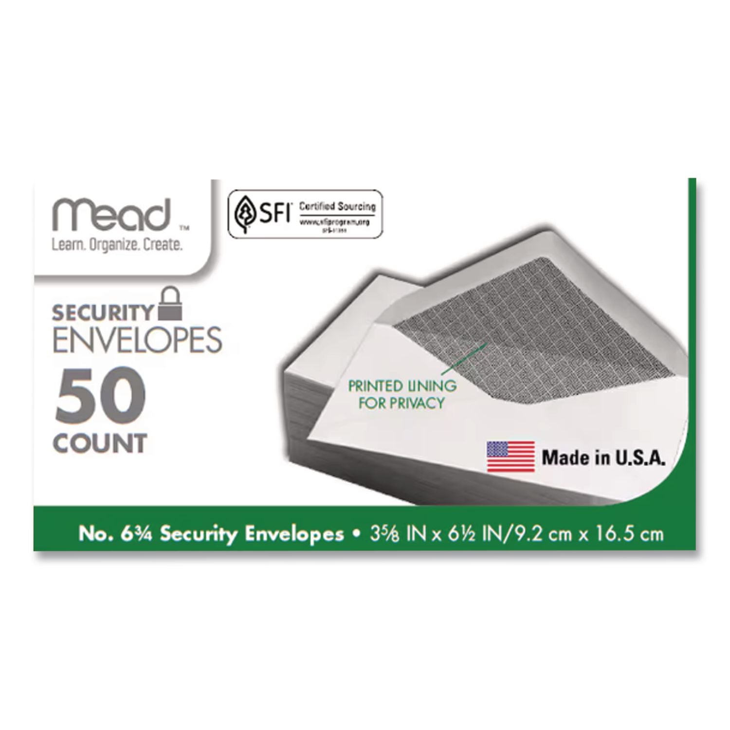 Security Envelope, 3 5/8 ? 6 1/2, 20 lb, White, 80/Box