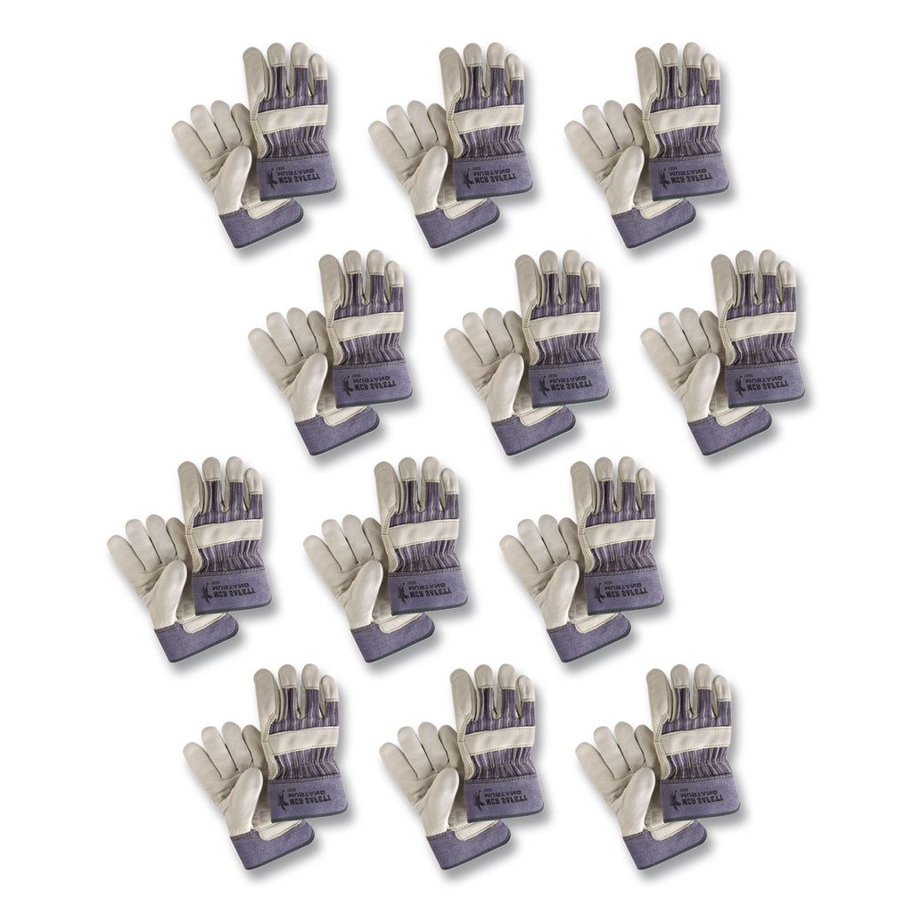 Mustang Leather Palm Gloves, Blue/Cream, Large, 12 Pairs