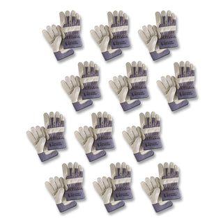 Mustang Leather Palm Gloves, Blue/Cream, Large, 12 Pairs