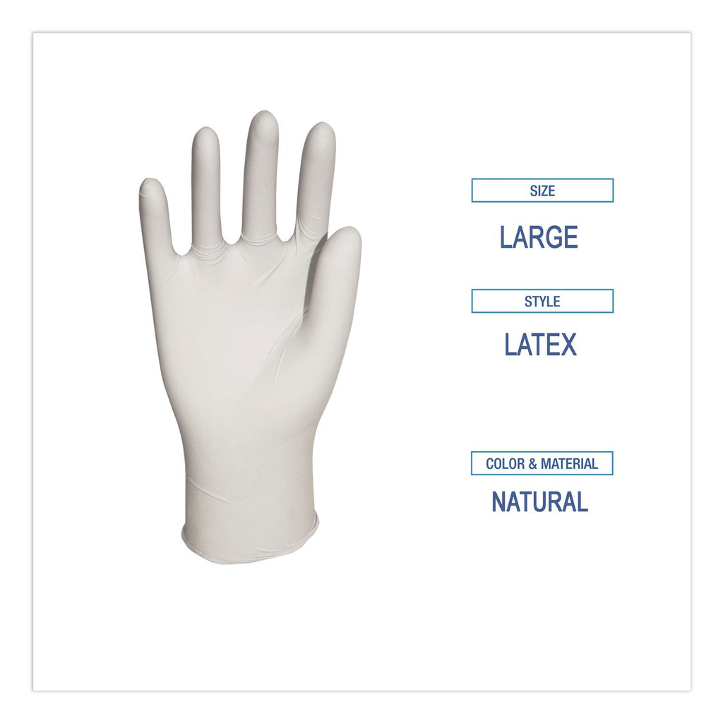 General-Purpose Latex Gloves, Natural, Large, Powder-Free, 4 mil, 1000/Carton, Sold as 1 Carton, 1000 Each per Carton