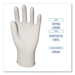 Powder-Free Synthetic Vinyl Gloves, X-Large, Cream, 4 mil, 100/Box