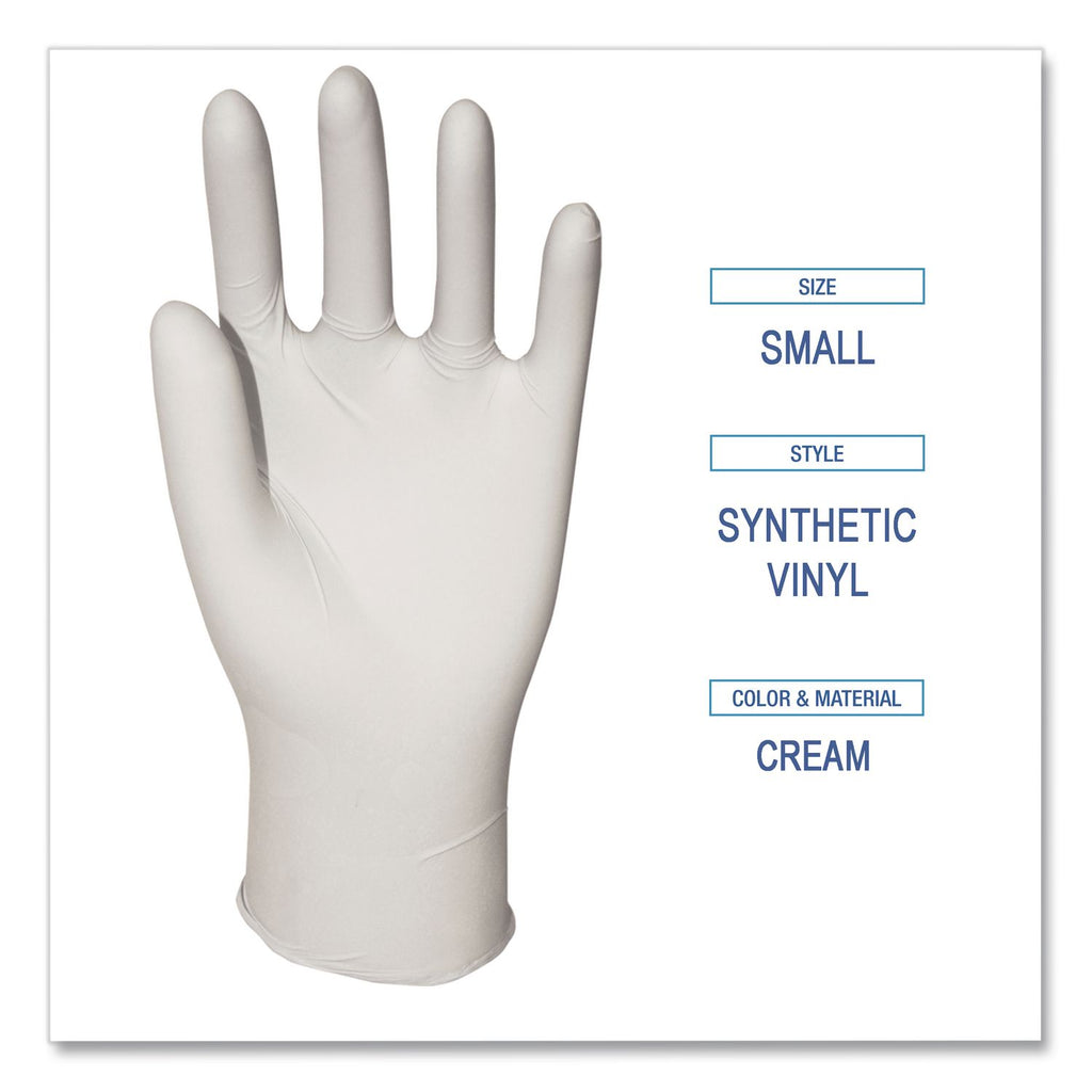 Powder-Free Synthetic Vinyl Gloves, Small, Cream, 4 mil, 1,000/Carton