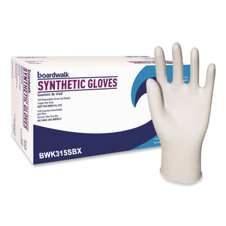 Powder-Free Synthetic Vinyl Gloves, Small, Cream, 4 mil, 100/Box
