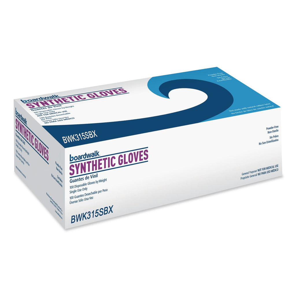 Powder-Free Synthetic Vinyl Gloves, Small, Cream, 4 mil, 100/Box