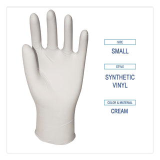 Powder-Free Synthetic Vinyl Gloves, Small, Cream, 4 mil, 100/Box