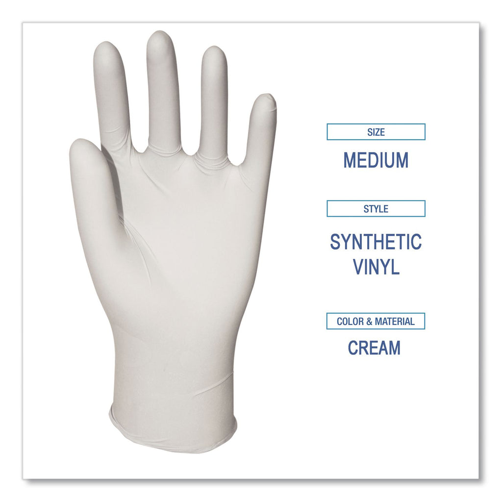 Powder-Free Synthetic Vinyl Gloves, Medium, Cream, 4 mil, 1,000/Carton