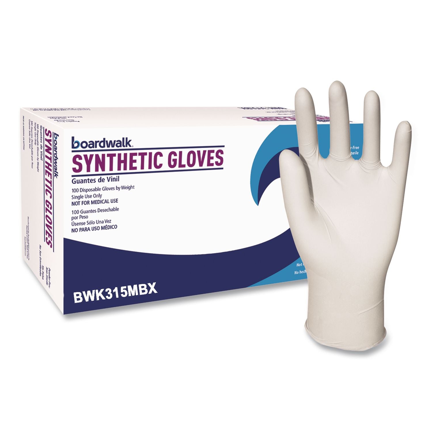 Powder-Free Synthetic Vinyl Gloves, Medium, Beige, 4 mil, 100/Box