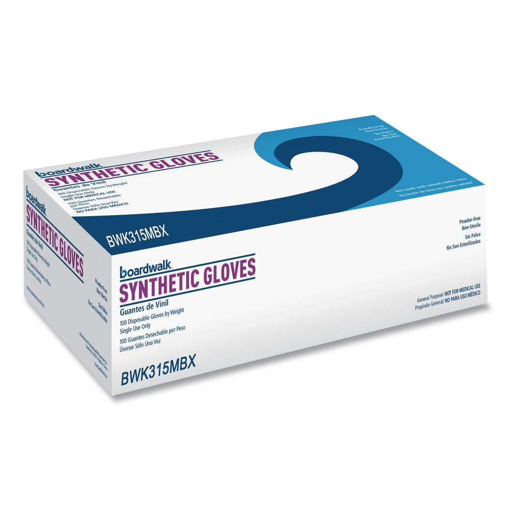 Powder-Free Synthetic Vinyl Gloves, Medium, Beige, 4 mil, 100/Box
