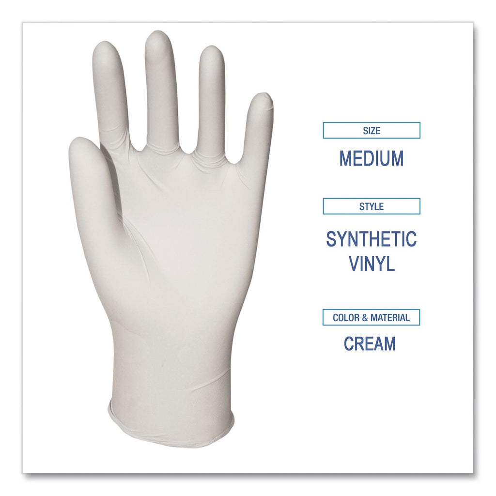 Powder-Free Synthetic Vinyl Gloves, Medium, Beige, 4 mil, 100/Box