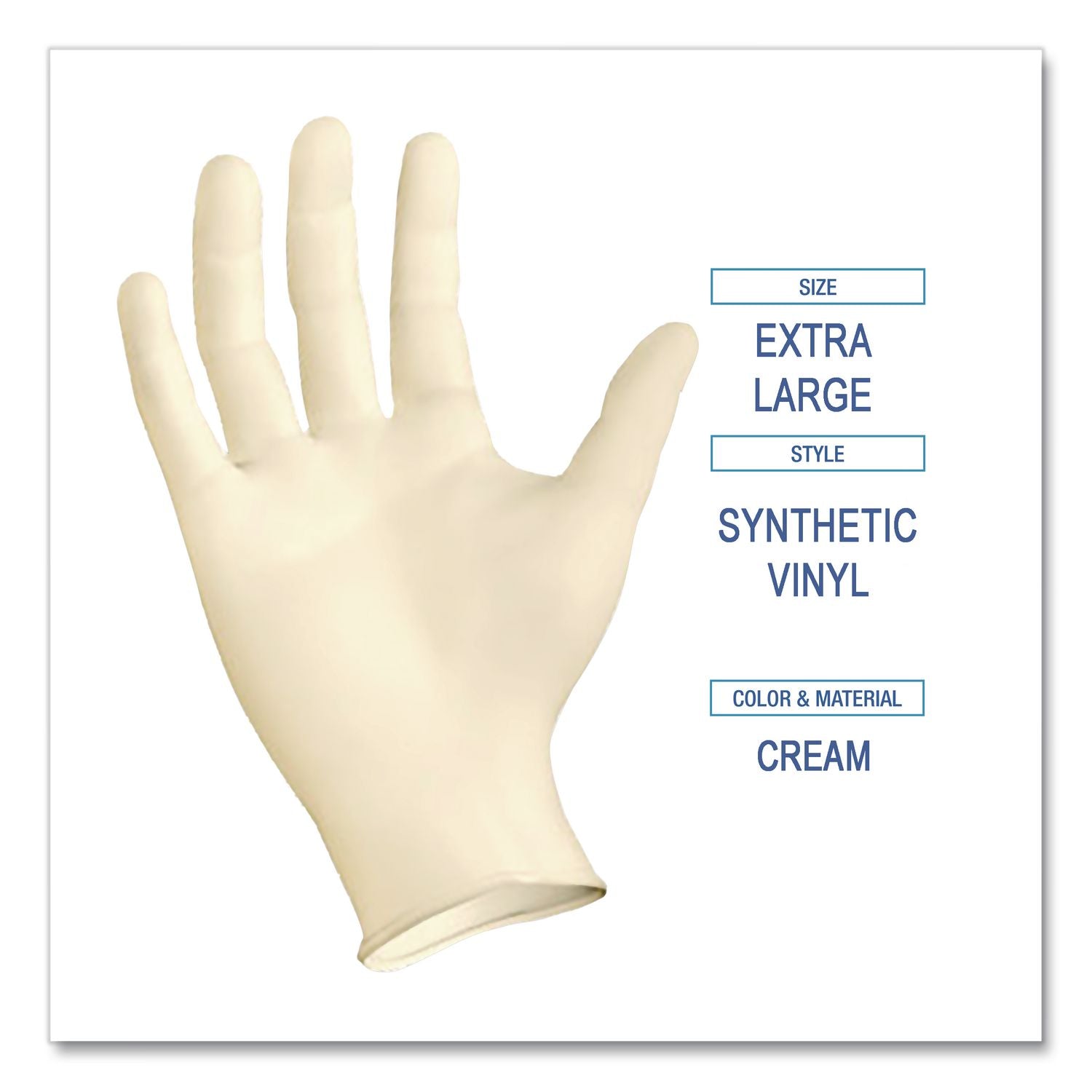 Powder-Free Synthetic Examination Vinyl Gloves, X-Large, Cream, 5 mil, 1,000/Carton