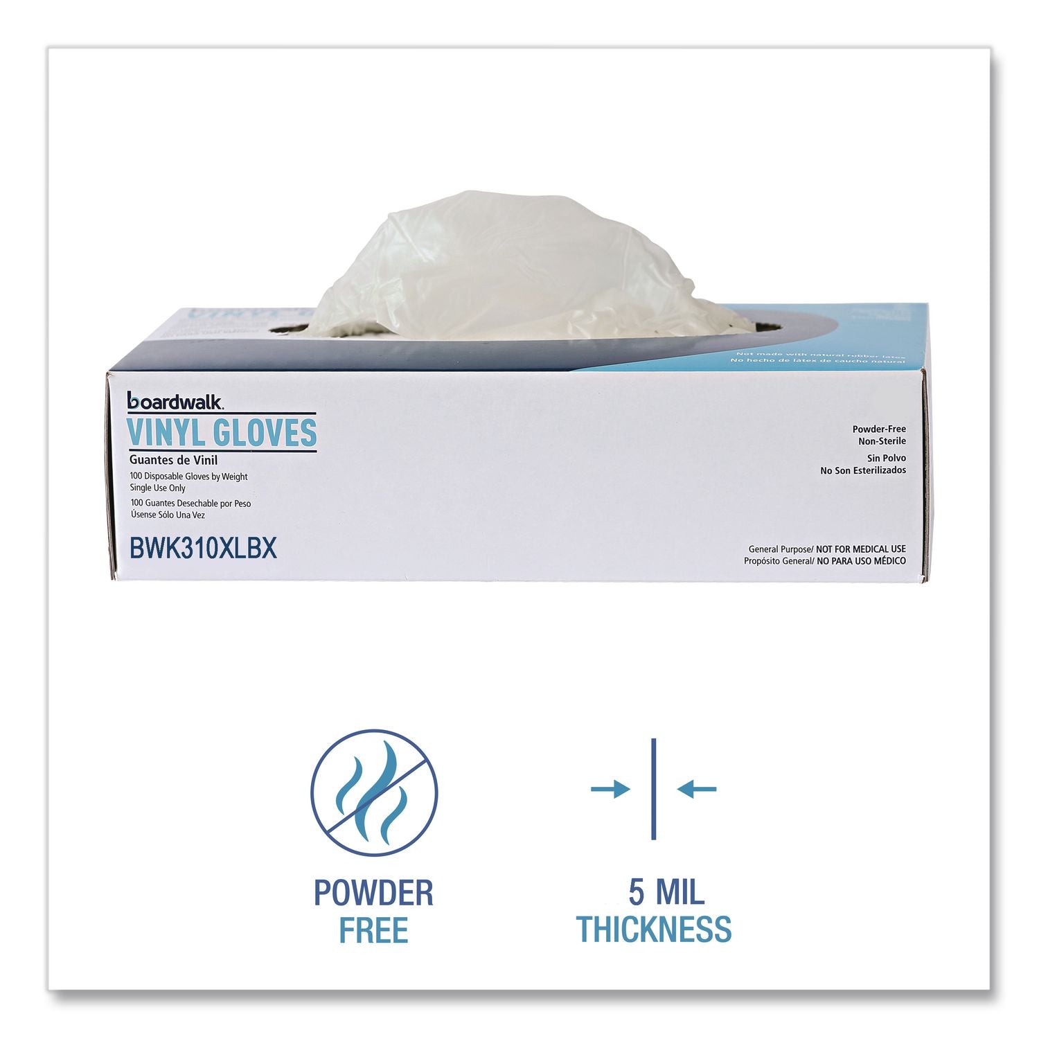 Powder-Free Synthetic Examination Vinyl Gloves, X-Large, Cream, 5 mil, 1,000/Carton