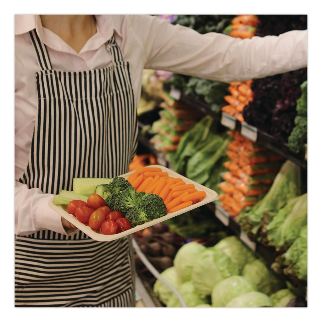 Fiber Trays, PLA Lined, PFAS Free, 1-Compartment, 8.2 x 5.7 x 0.7, Natural, Paper, 500/Carton