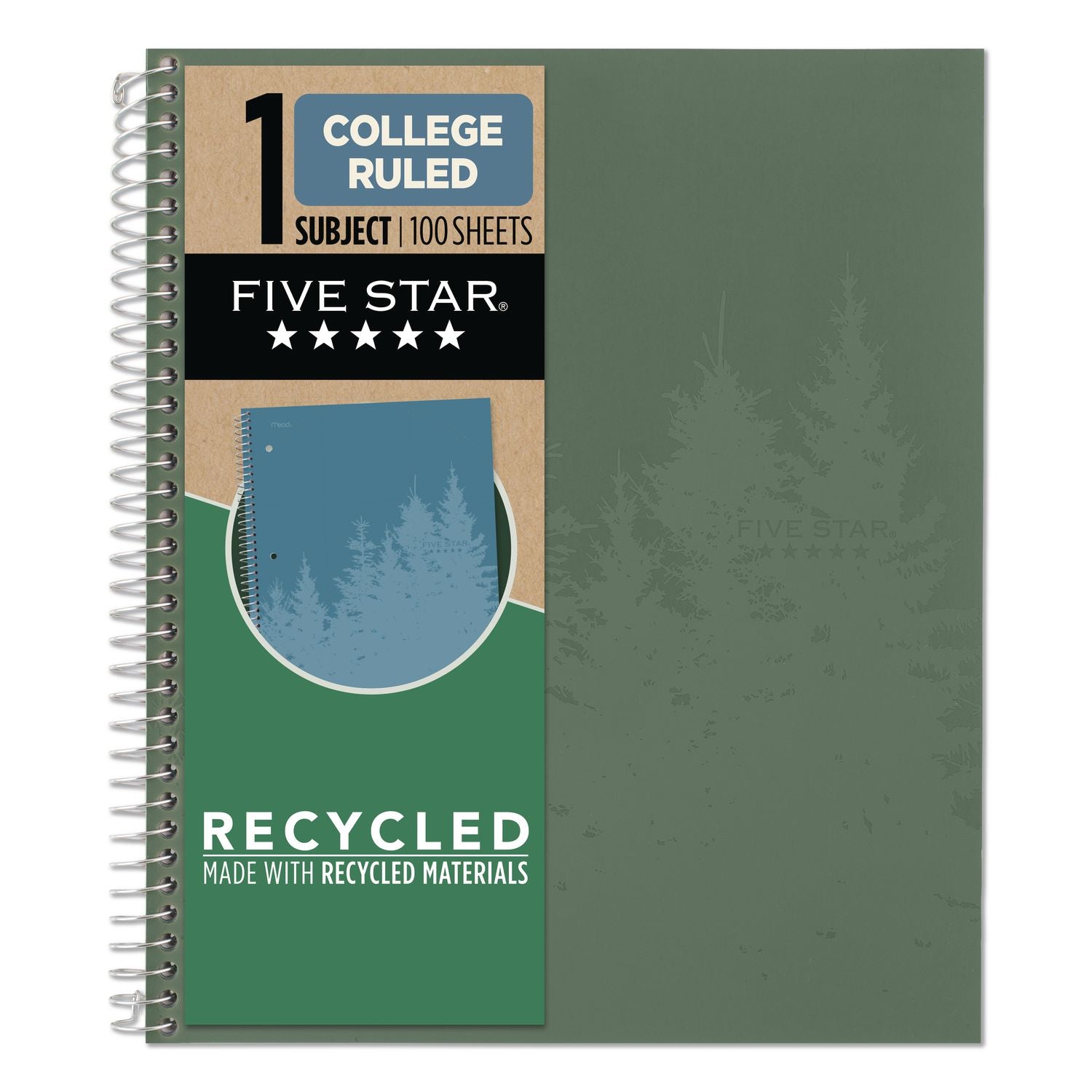Recycled Notebook, 1 Subject, Medium/College Rule, Randomly Assorted Cover, 11 x 8.5 Sheets