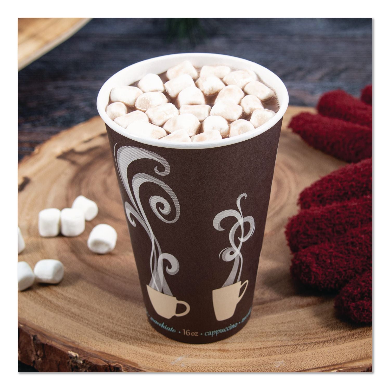 Thermoguard Insulated Paper Hot Cups, 16 Oz, Steam Print, 600/carton