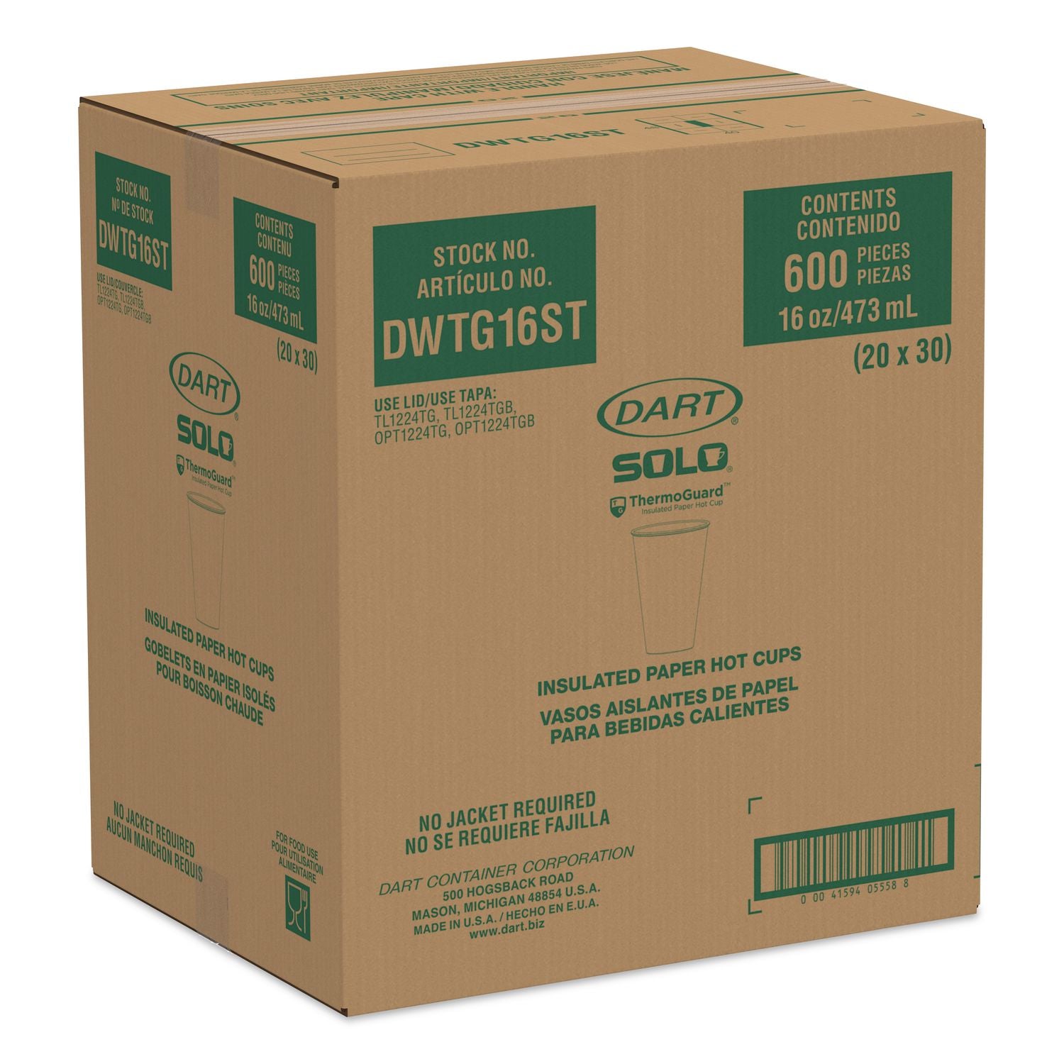 Thermoguard Insulated Paper Hot Cups, 16 Oz, Steam Print, 600/carton