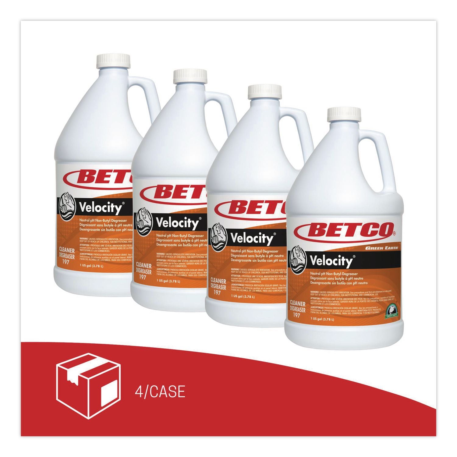 Green Earth Velocity Degreaser - Ready-To-Use - 128 fl oz (4 quart) - Fresh Scent - 4 / Carton - Butyl-free - Dark Orange