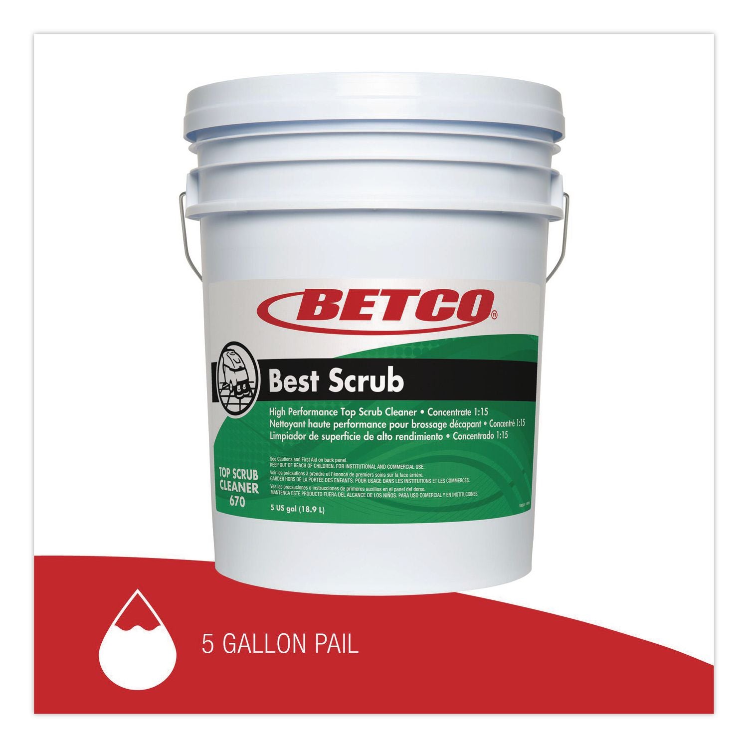 Betco Best Scrub Floor Cleaner - Concentrate - 640 fl oz (20 quart) - Pleasant Scent - Low Foaming, Pleasant Scent, Residue-free - Green