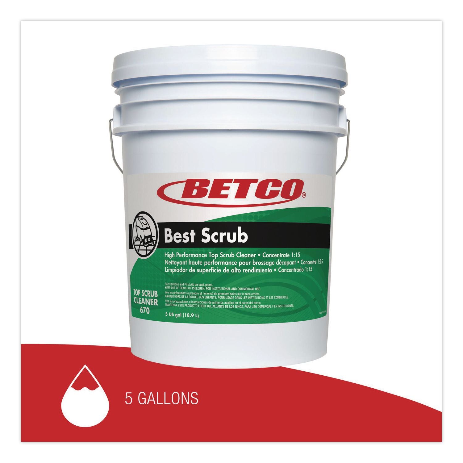 Betco Best Scrub Floor Cleaner - Concentrate - 640 fl oz (20 quart) - Pleasant Scent - Low Foaming, Pleasant Scent, Residue-free - Green
