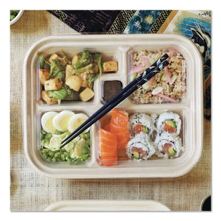 PLA Lids for Fiber Bento Box Containers, Five Compartments, 12.1 x 9.8 x 0.8, Clear, Plastic, 300/Carton