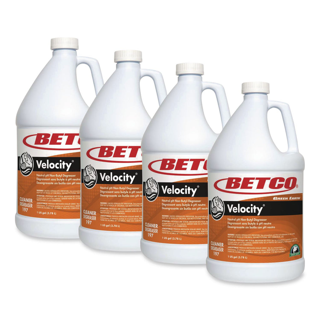 Green Earth Velocity Degreaser - Ready-To-Use - 128 fl oz (4 quart) - Fresh Scent - 4 / Carton - Butyl-free - Dark Orange