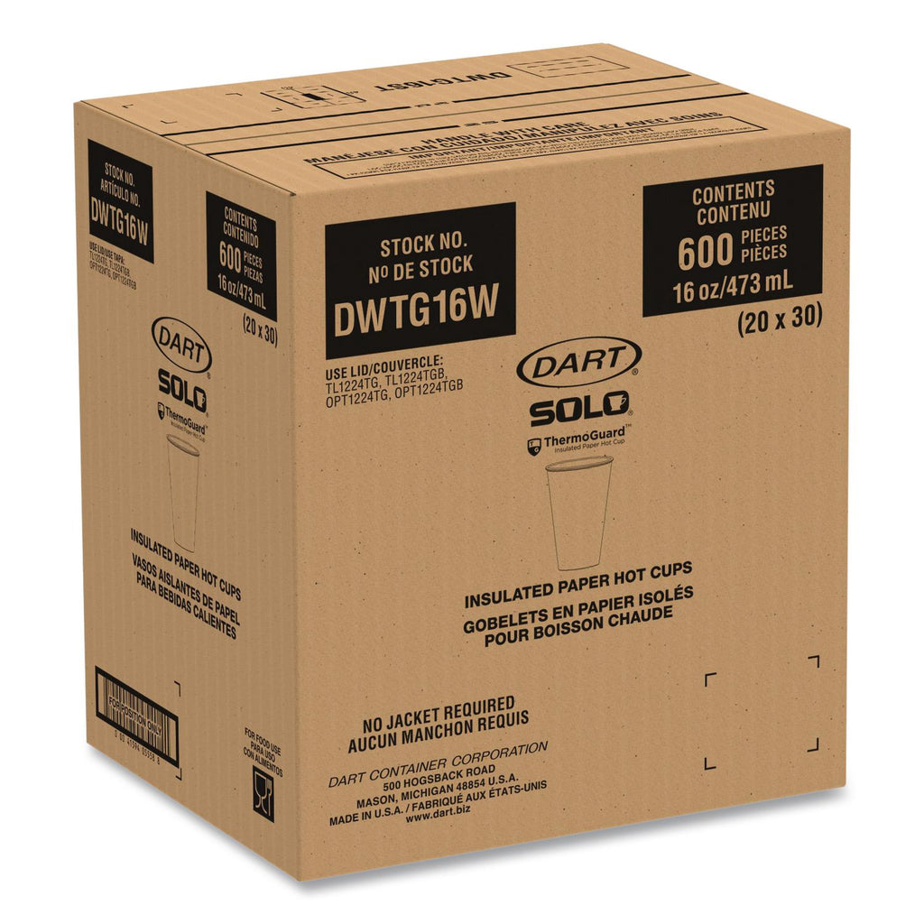Thermoguard Insulated Paper Hot Cups, 16 oz, White Sustainable Forest Print, 30/Pack
