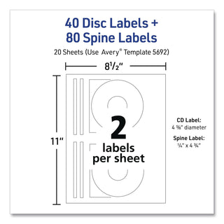 Laser CD Labels, Matte White, 40/Pack