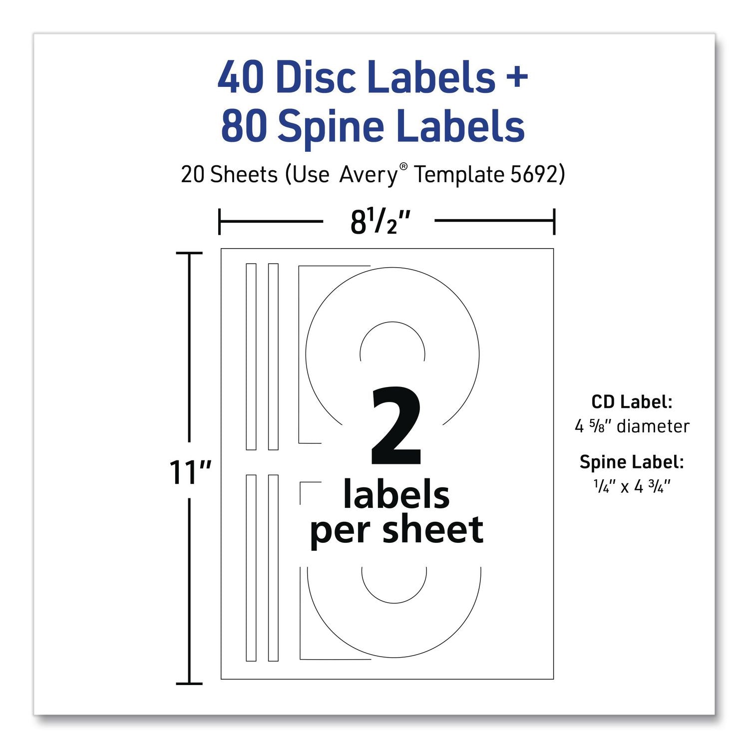 Laser CD Labels, Matte White, 40/Pack