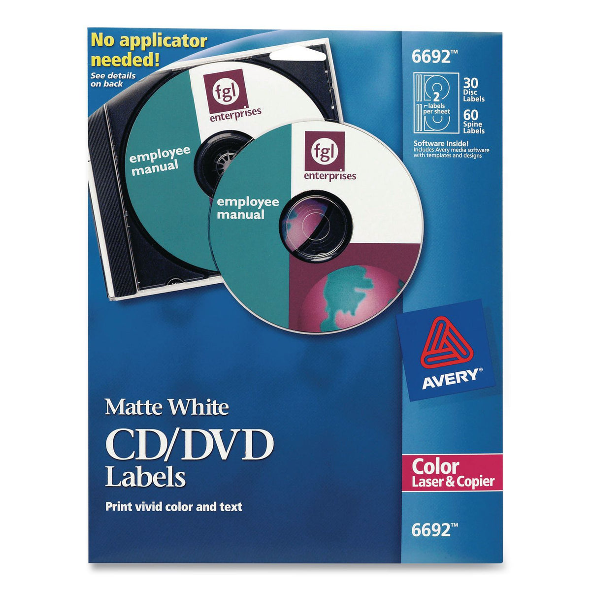Laser CD Labels, Matte White, 30/Pack