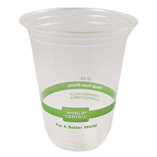 PLA Clear Cold Cups, 12 oz, Clear, 1,000/Carton