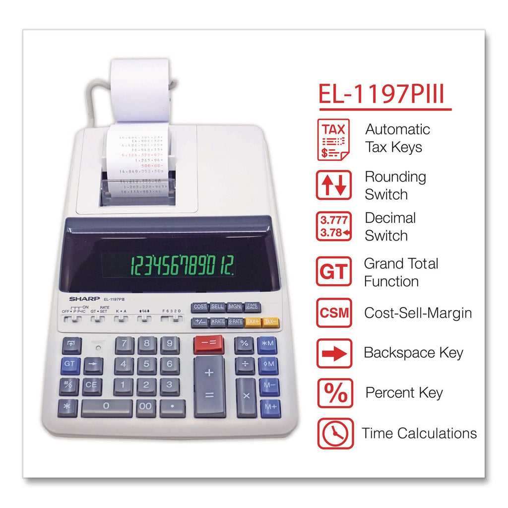 EL1197PIII Two-Color Printing Desktop Calculator, Black/Red Print, 4.5 Lines/Sec