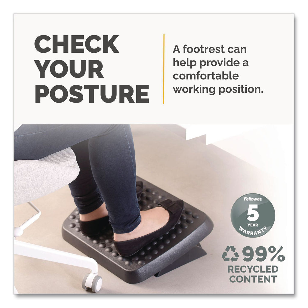 Standard Footrest, Adjustable, 17.63w x 13.13d x 3.75h, Graphite