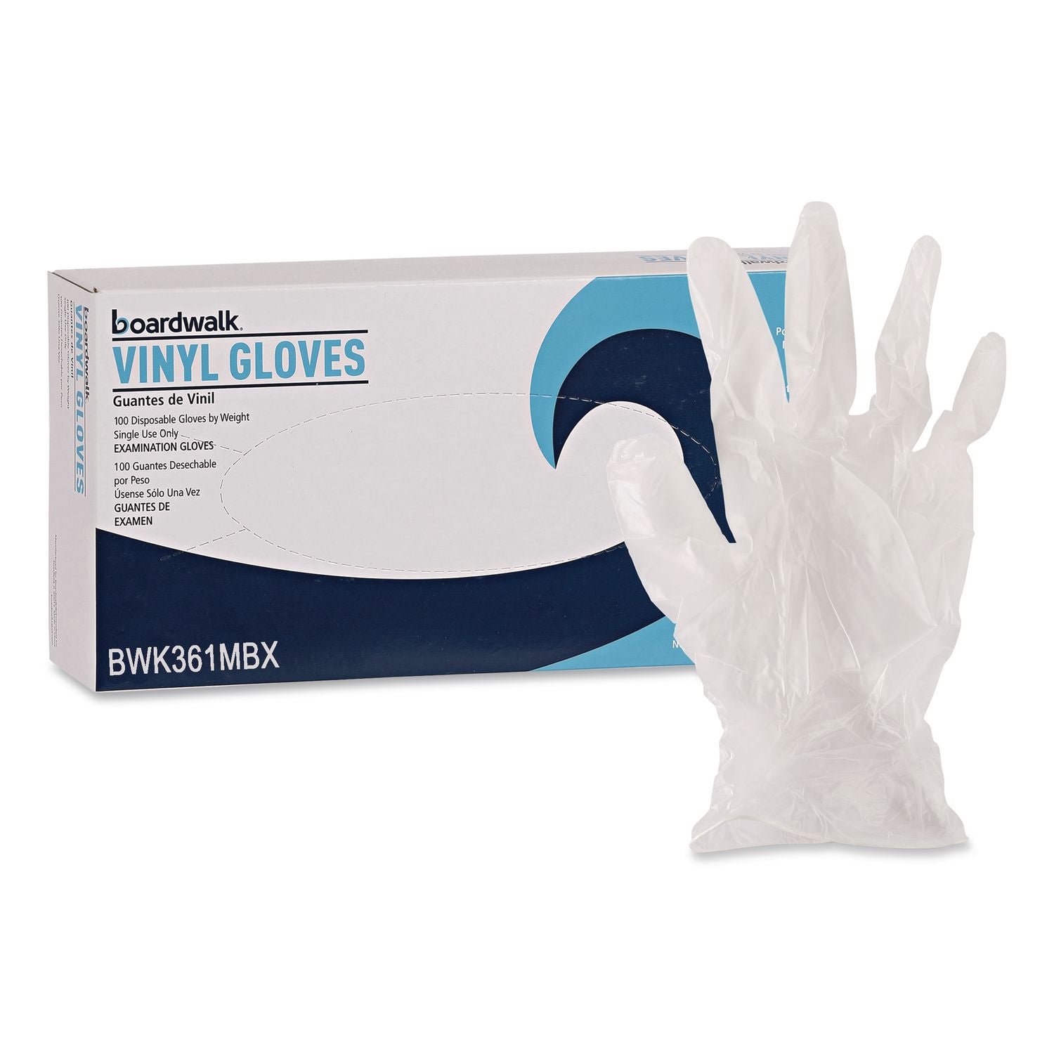 Exam Vinyl Gloves, Clear, Medium, 3 3/5 mil, 100/Box, 10 Boxes/Carton