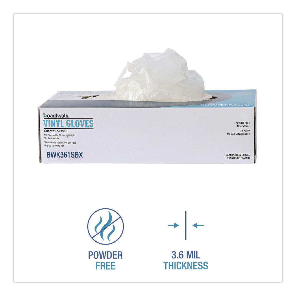 Exam Vinyl Gloves, Powder/Latex-Free, 3 3/5 mil, Clear, Small, 100/Box