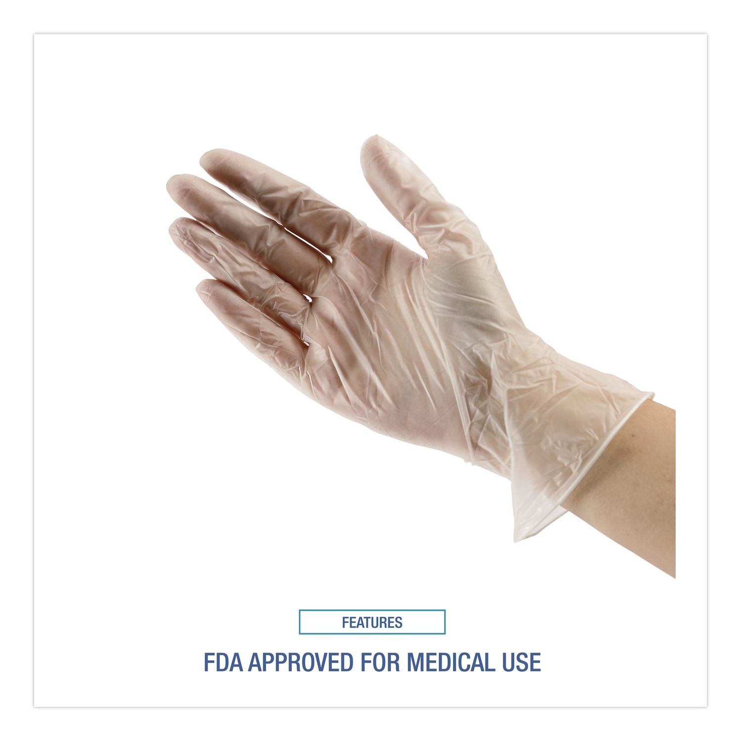 Exam Vinyl Gloves, Powder/Latex-Free, 3 3/5 mil, Clear, Small, 100/Box