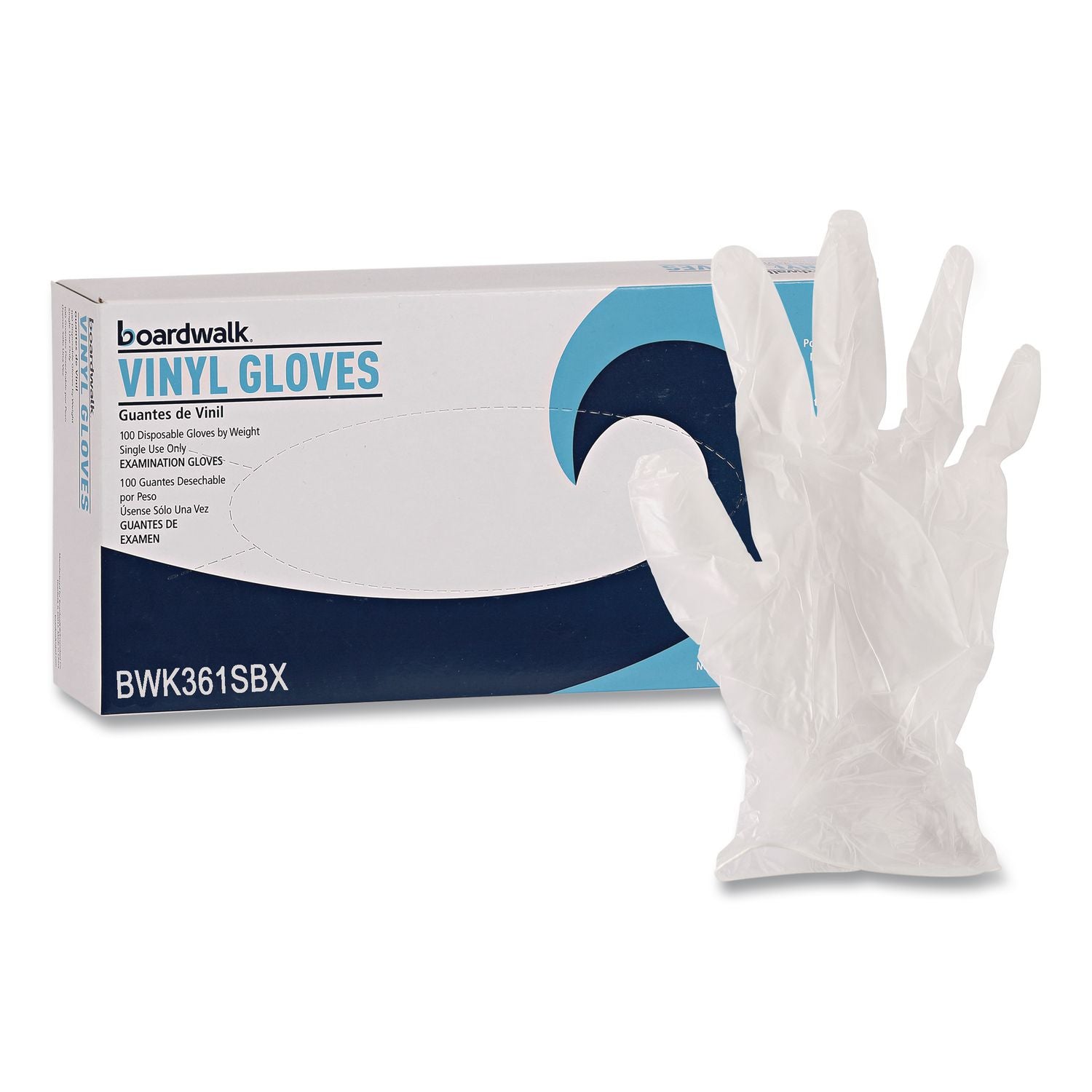 Exam Vinyl Gloves, Clear, Small, 3 3/5 mil, 100/Box, 10 Boxes/Carton