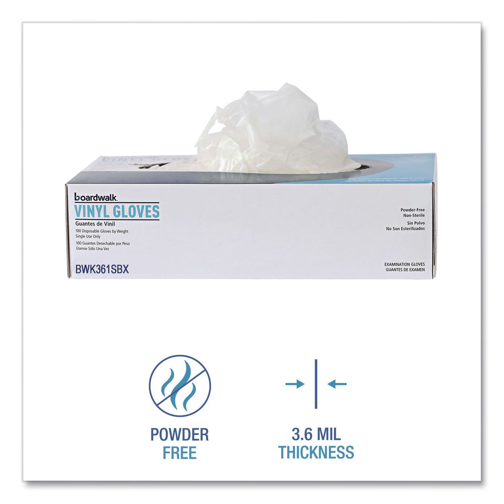 Exam Vinyl Gloves, Clear, Small, 3 3/5 mil, 100/Box, 10 Boxes/Carton