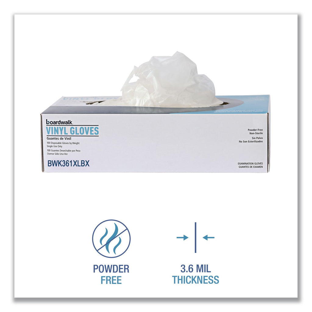 Exam Vinyl Gloves, Powder/Latex-Free, 3 3/5 mil, Clear, X-Large, 100/Box