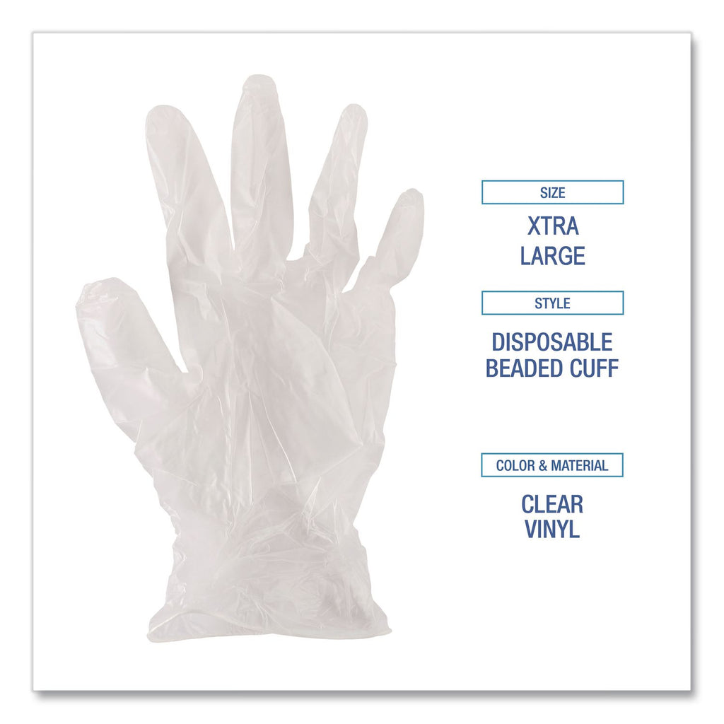 Exam Vinyl Gloves, Clear, X-Large, 3 3/5 mil, 100/Box, 10 Boxes/Carton
