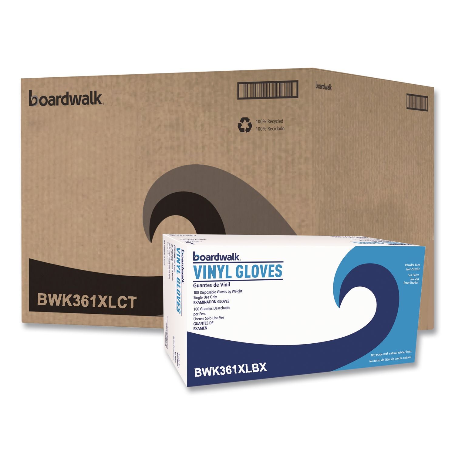 Exam Vinyl Gloves, Clear, X-Large, 3 3/5 mil, 100/Box, 10 Boxes/Carton